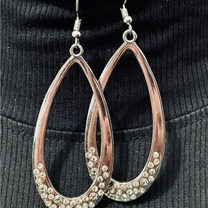 Elegant Silver Teardrop Crystal Earrings